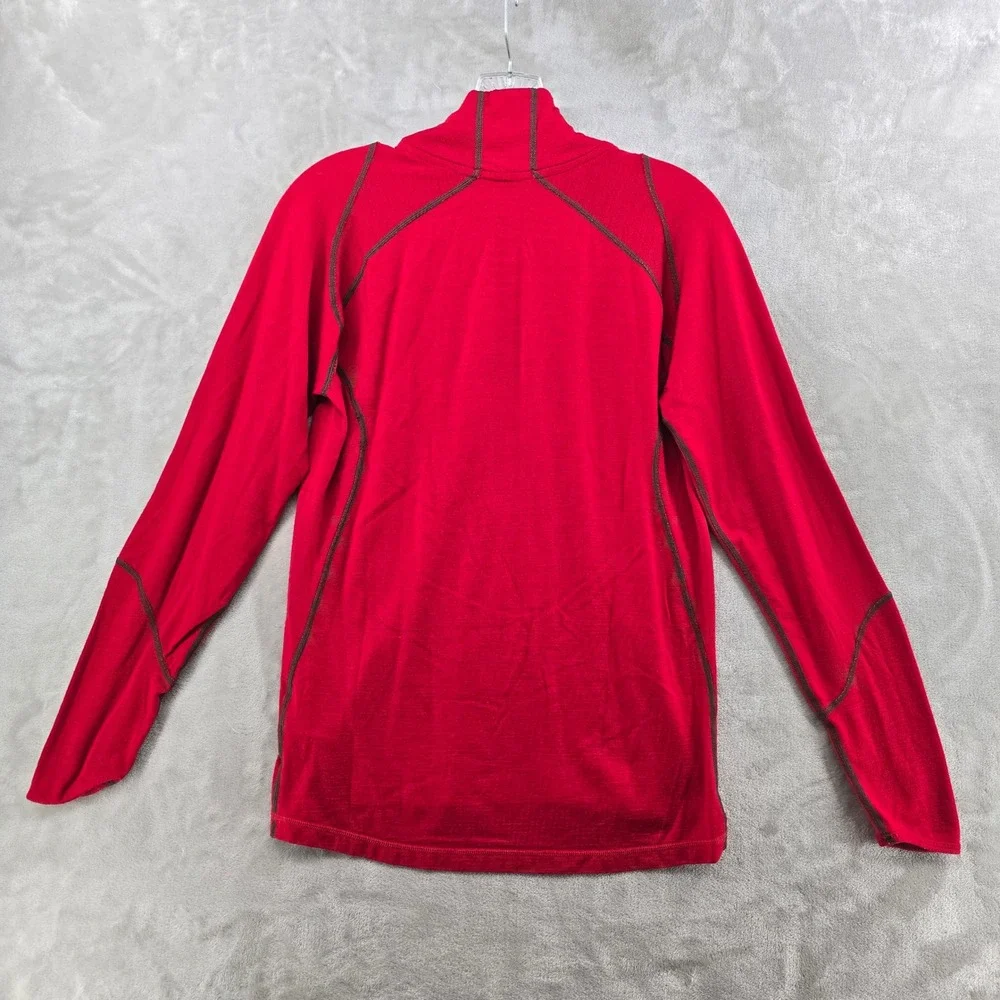 Smartwool 1/4 Zip Pullover Mens‎ M Red 100% Merino Wool Base Layer Long Sleeve
